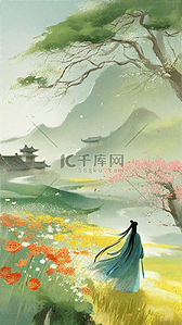 七夕情人节古风插画图片_与凤行国风浪漫古风情侣插画4