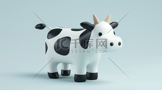 牧童骑牛摆件插画图片_白色简约卡通场景摆件奶牛的插画