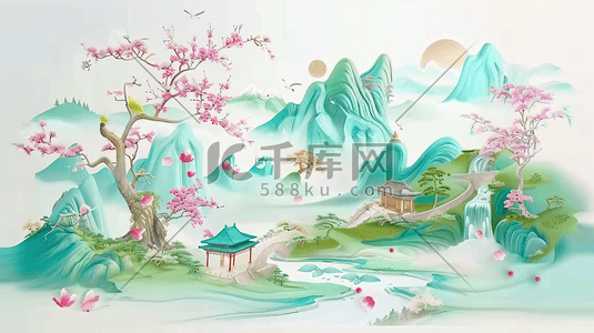 中国画画风插画图片