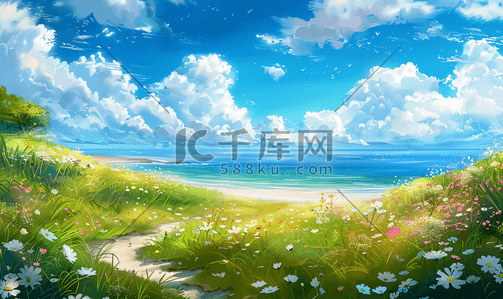 邻里和谐插画图片_夏日蒲扇和谐