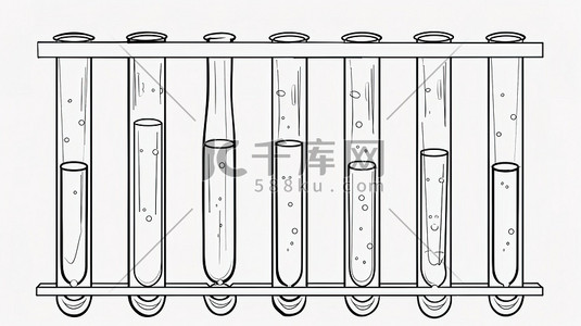试管ppt插画图片_试管实验线性绘图插画海报