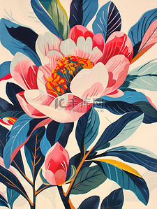 中国牡丹花朵工笔画插图