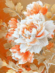瓷器插画图片_橙色的瓷器花朵壁纸原创插画