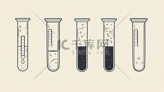 线性插画图片_试管实验线性绘图插画素材