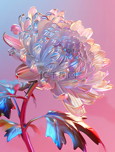 全息渐变插画图片_3d彩虹菊花全息渐变图片