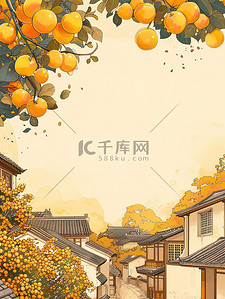 杏子树下的院子插画