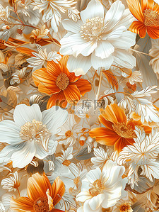 瓷器插画图片_橙色的瓷器花朵壁纸原创插画