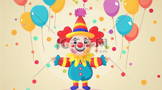 拿着气球的小丑插画9
