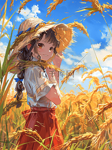 转基因插画图片_收获的水稻丰收节