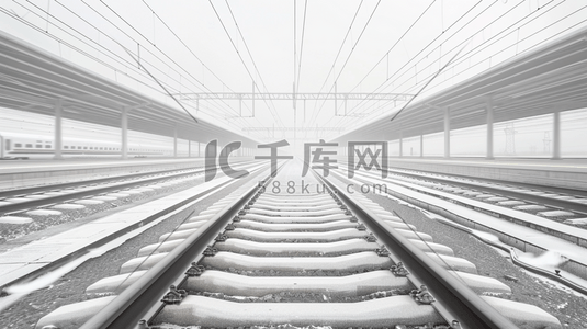 铁路插画图片_时尚现代建筑铁路高铁站轨道的背景11插画素材