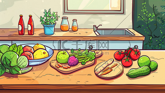 餐饮美食海报模板插画图片_健康餐饮美食插画