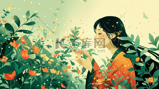 头像女性插画图片_彩色手绘绘画女性头像的插画4