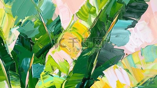 手绘植物叶片插画图片_彩色手绘唯美纹理绿植植物的插画89
