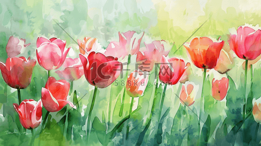 彩色手绘花朵植物装饰插画