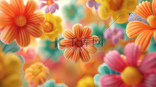 植物装饰花朵插画图片_彩色3D立体春季植物花朵装饰插画