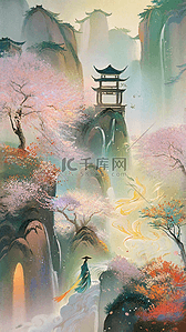 七夕情人节古风插画图片_与凤行国风浪漫古风情侣插画