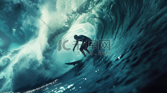 彩色海上男人冲浪滑板的插画6