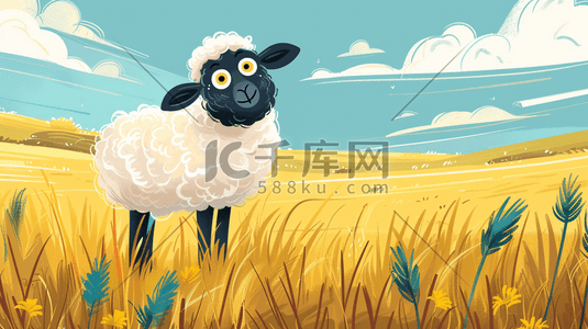 彩色手绘扁平化户外羊羔的插画6