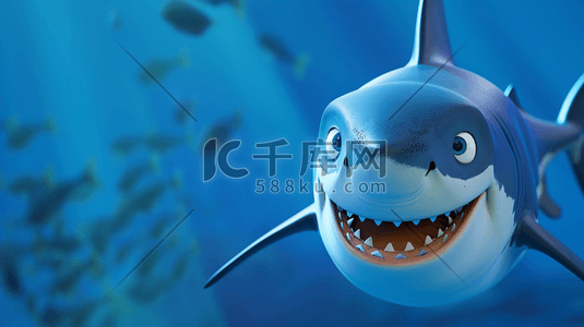 蓝色深海鱼类鲨鱼的插画8