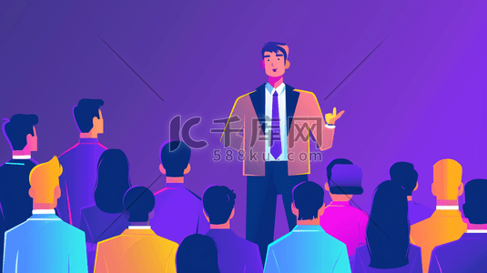 彩色扁平化商务人士开会的插画11
