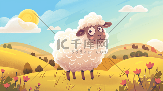 iphone12钢化膜插画图片_彩色手绘扁平化户外羊羔的插画12