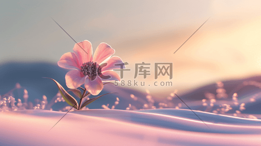 蓝天阳光下唯美花朵花丛的插画12
