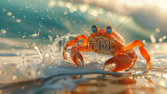 8插画图片_彩色沙滩上螃蟹的插画8