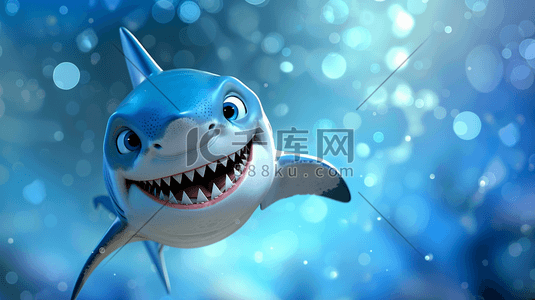 鲨鱼击鼓插画图片_蓝色深海鱼类鲨鱼的插画5