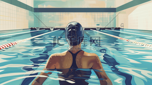 f1赛车赛道插画图片_室内游泳池女子游泳的插画