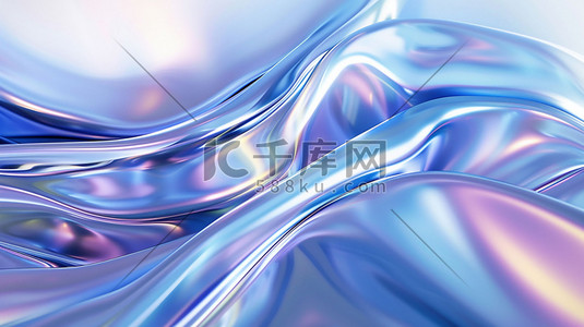 透明质感蓝色简约大气波浪立体合成创意插画