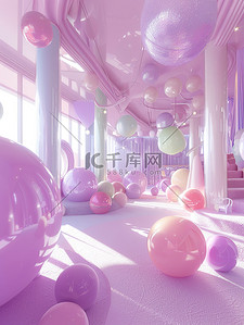 游戏ui界面设计插画图片_游乐园浅紫色可爱六一插画设计