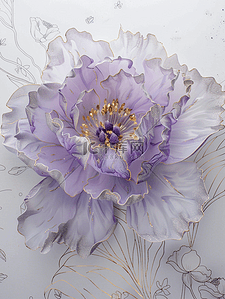简约紫色插画图片_白色简约唯美浪漫花朵的插画