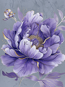 白色紫色白色插画图片_白色简约唯美浪漫花朵的插画