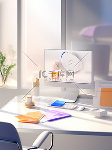 微软风格明亮的办公场景插画设计