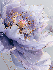 白色紫色白色插画图片_白色简约唯美浪漫花朵的插画