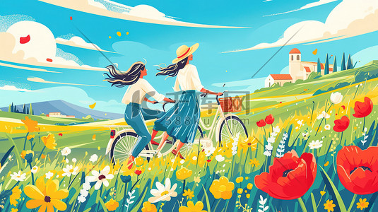 骑自行车穿过风景如画的乡村素材