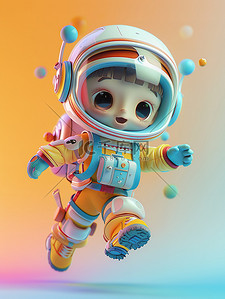 可爱的孩子宇航员插画