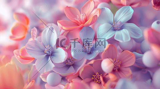 粉色梦幻朦胧唯美花朵的插画