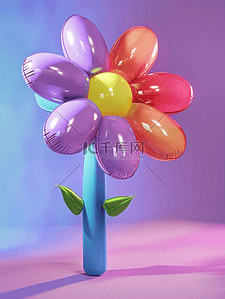 唯美卡通彩色气球扎成花朵的插画