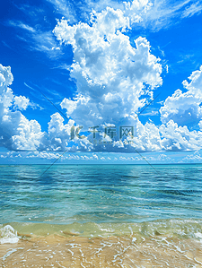 风景唯美意境插画图片_唯美蓝天白云下的花朵花海自然风景