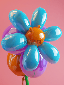 彩色气球插画图片_唯美卡通彩色气球扎成花朵的插画