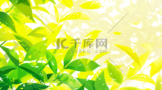 茶叶茶山插画图片_绿色绿叶清新背景10