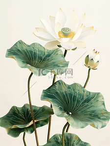 植物学插画图片_荷花