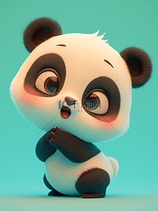 简约可爱风格插画图片_彩色卡通可爱熊猫的插画