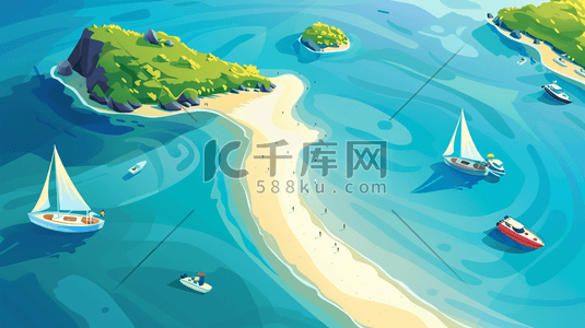 爱之港湾插画图片_夏季港湾风景插画