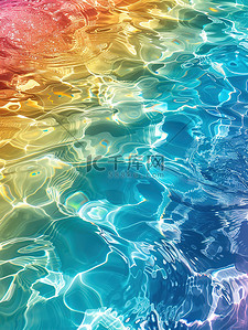 游泳池水插画图片_彩虹游泳池水的质感插画素材