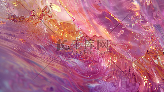 水波浪插画图片_浅紫色鎏金的水浪素材