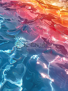 梦幻质感插画图片_彩虹游泳池水的质感插画