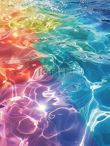 游泳池水插画图片_彩虹游泳池水的质感插画海报