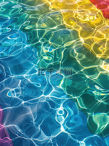 彩虹游泳池水的质感原创插画